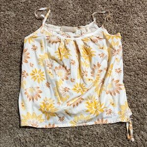The Gap Y2K Floral Spaghetti Strap Cami Top - Yellow & Cream size L